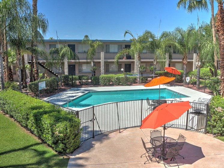 Community Picnic Table, Pool & Pool Patio at Canyon Vista Apartments in Tucson, AZ